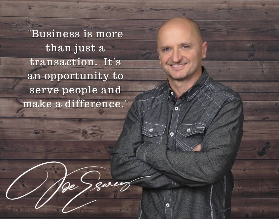 Joe Esarey Headshot with overlay content