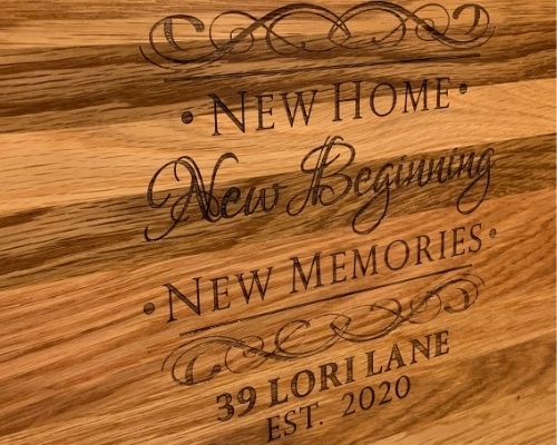 Laser engraved cutting board